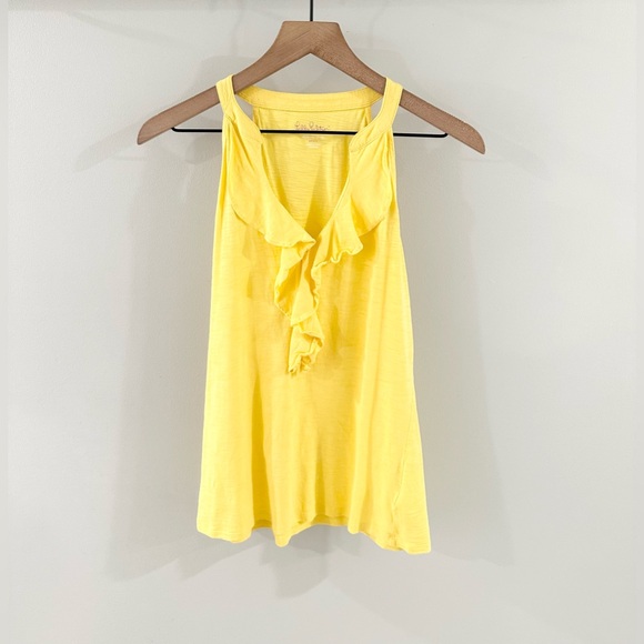 Lilly Pulitzer Pima Cotton Ruffle Neck Tank Yellow Size Small - Picture 2 of 7
